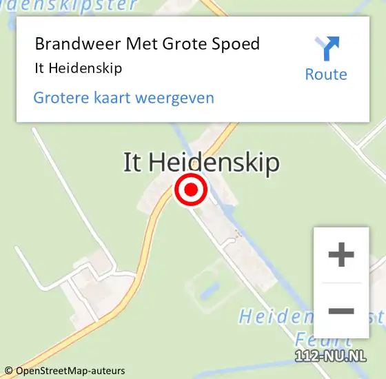 Locatie op kaart van de 112 melding: Brandweer Met Grote Spoed Naar It Heidenskip op 18 augustus 2021 12:36