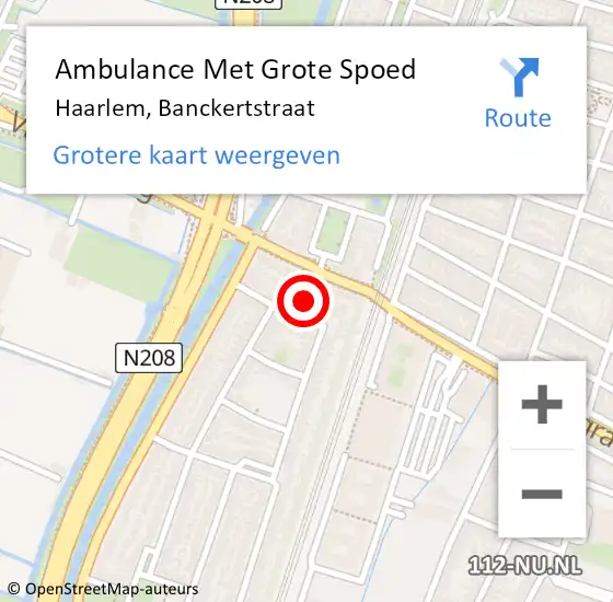 Locatie op kaart van de 112 melding: Ambulance Met Grote Spoed Naar Haarlem, Banckertstraat op 18 augustus 2021 12:41