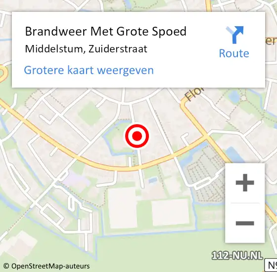 Locatie op kaart van de 112 melding: Brandweer Met Grote Spoed Naar Middelstum, Zuiderstraat op 18 augustus 2021 12:41