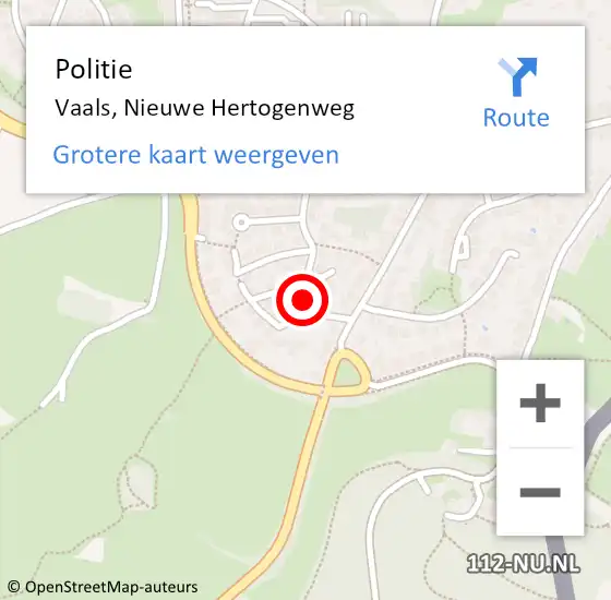 Locatie op kaart van de 112 melding: Politie Vaals, Nieuwe Hertogenweg op 18 augustus 2021 12:50