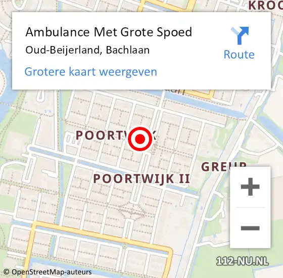 Locatie op kaart van de 112 melding: Ambulance Met Grote Spoed Naar Oud-Beijerland, Bachlaan op 18 augustus 2021 13:23