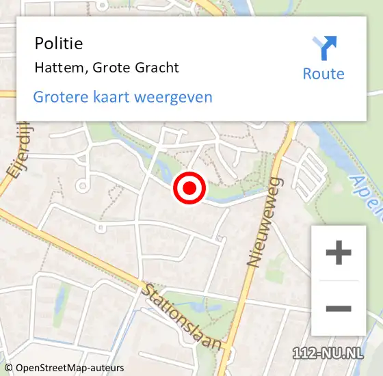 Locatie op kaart van de 112 melding: Politie Hattem, Grote Gracht op 18 augustus 2021 13:47