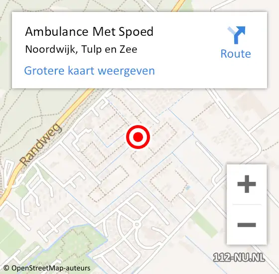 Locatie op kaart van de 112 melding: Ambulance Met Spoed Naar Noordwijk, Tulp en Zee op 18 augustus 2021 13:58