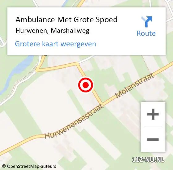 Locatie op kaart van de 112 melding: Ambulance Met Grote Spoed Naar Hurwenen, Marshallweg op 18 augustus 2021 14:05