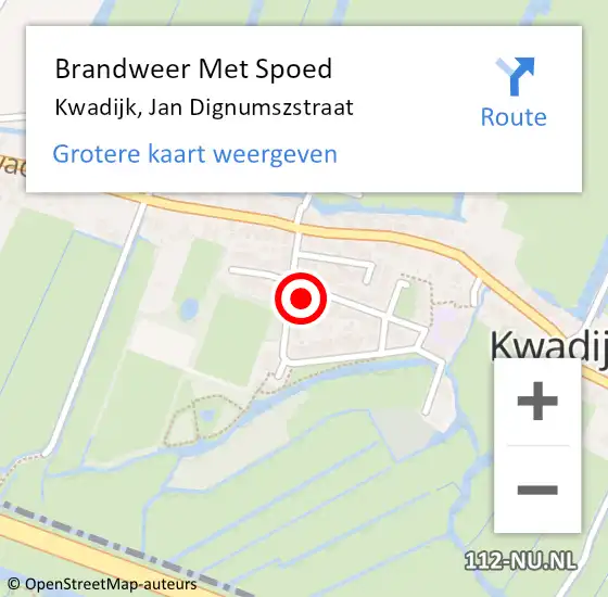 Locatie op kaart van de 112 melding: Brandweer Met Spoed Naar Kwadijk, Jan Dignumszstraat op 18 augustus 2021 14:15