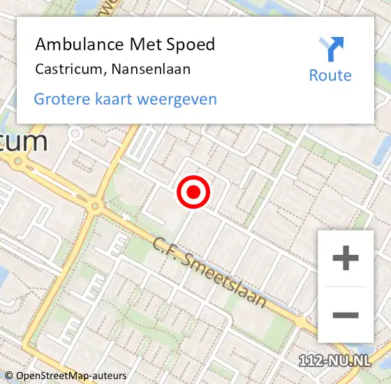 Locatie op kaart van de 112 melding: Ambulance Met Spoed Naar Castricum, Nansenlaan op 18 augustus 2021 14:35