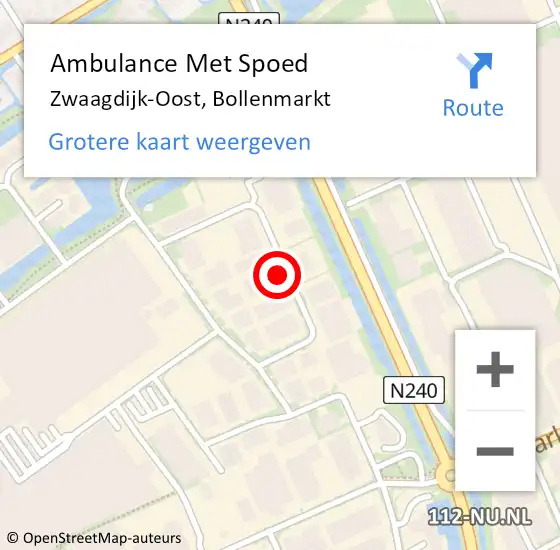 Locatie op kaart van de 112 melding: Ambulance Met Spoed Naar Zwaagdijk-Oost, Bollenmarkt op 18 augustus 2021 14:42