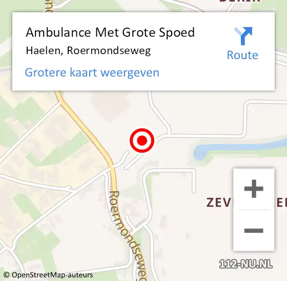 Locatie op kaart van de 112 melding: Ambulance Met Grote Spoed Naar Haelen, Roermondseweg op 18 augustus 2021 15:00