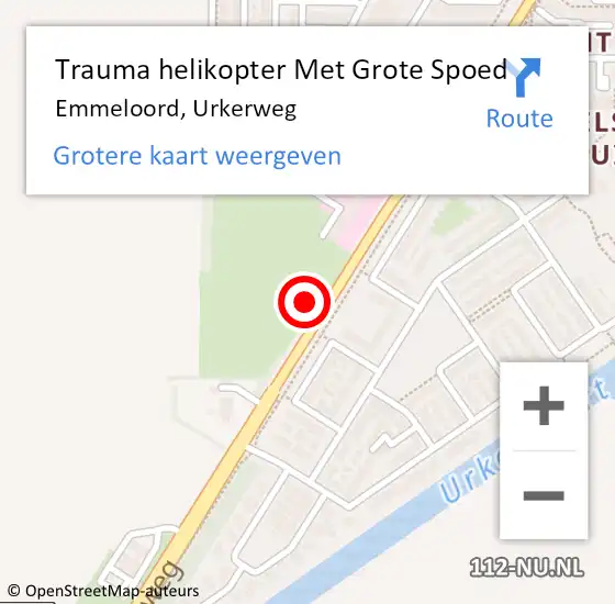 Locatie op kaart van de 112 melding: Trauma helikopter Met Grote Spoed Naar Emmeloord, Urkerweg op 18 augustus 2021 15:22