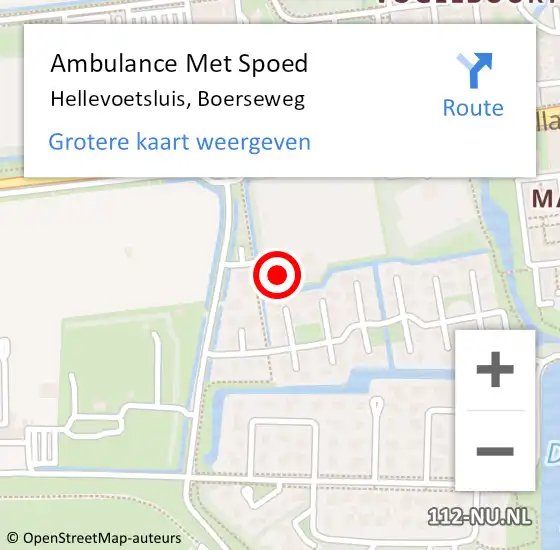 Locatie op kaart van de 112 melding: Ambulance Met Spoed Naar Hellevoetsluis, Boerseweg op 18 augustus 2021 15:31