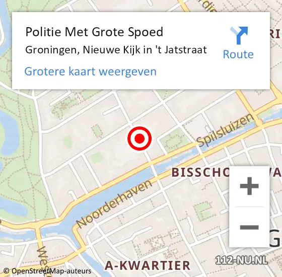 Locatie op kaart van de 112 melding: Politie Met Grote Spoed Naar Groningen, Nieuwe Kijk in 't Jatstraat op 18 augustus 2021 15:41