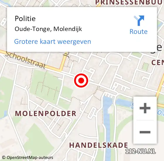 Locatie op kaart van de 112 melding: Politie Oude-Tonge, Molendijk op 18 augustus 2021 16:13