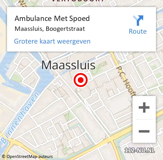 Locatie op kaart van de 112 melding: Ambulance Met Spoed Naar Maassluis, Boogertstraat op 18 augustus 2021 16:18