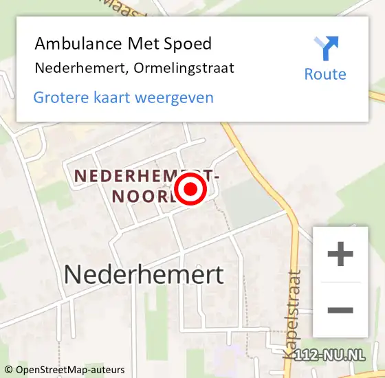 Locatie op kaart van de 112 melding: Ambulance Met Spoed Naar Nederhemert, Ormelingstraat op 18 augustus 2021 16:19