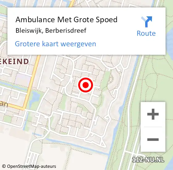 Locatie op kaart van de 112 melding: Ambulance Met Grote Spoed Naar Bleiswijk, Berberisdreef op 18 augustus 2021 16:26