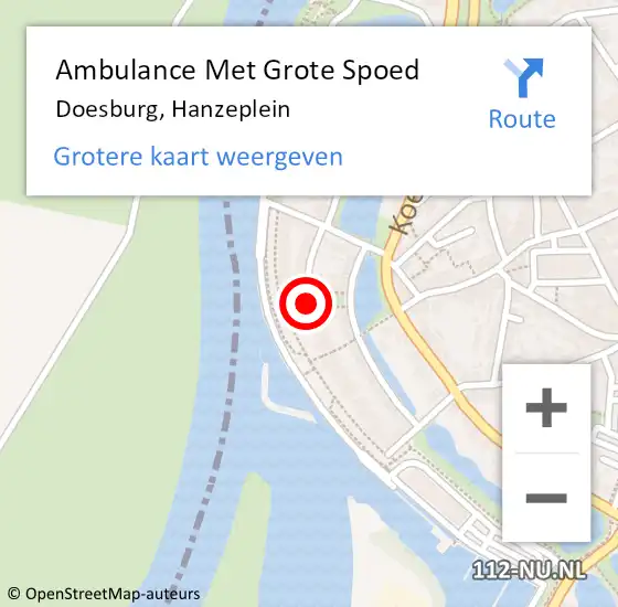 Locatie op kaart van de 112 melding: Ambulance Met Grote Spoed Naar Doesburg, Hanzeplein op 18 augustus 2021 16:47