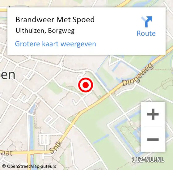 Locatie op kaart van de 112 melding: Brandweer Met Spoed Naar Uithuizen, Borgweg op 18 augustus 2021 16:54