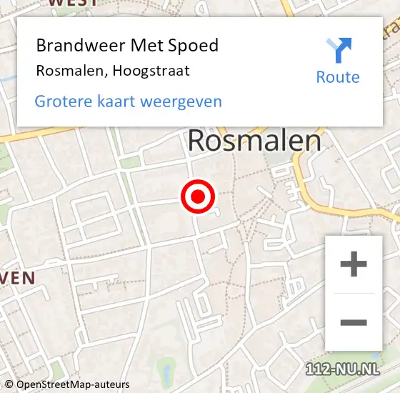 Locatie op kaart van de 112 melding: Brandweer Met Spoed Naar Rosmalen, Hoogstraat op 18 augustus 2021 16:57