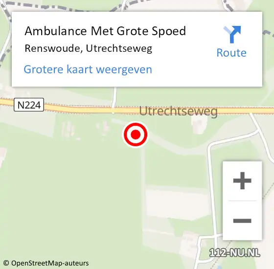 Locatie op kaart van de 112 melding: Ambulance Met Grote Spoed Naar Renswoude, Utrechtseweg op 18 augustus 2021 17:11