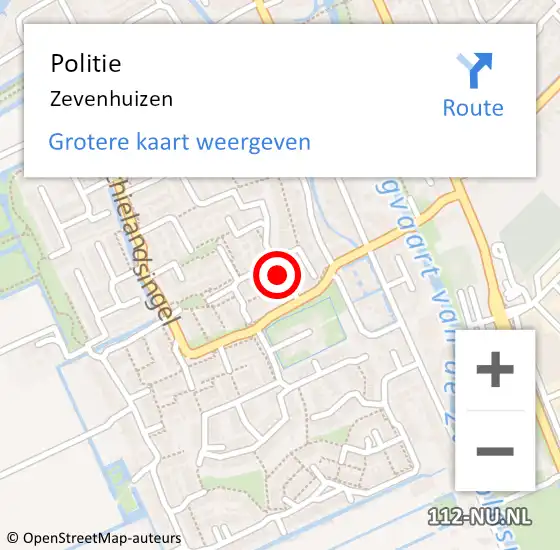 Locatie op kaart van de 112 melding: Politie Zevenhuizen op 18 augustus 2021 17:15