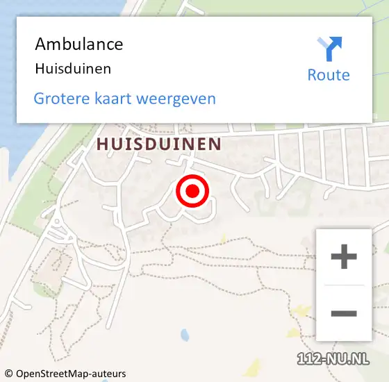 Locatie op kaart van de 112 melding: Ambulance Huisduinen op 18 augustus 2021 17:23