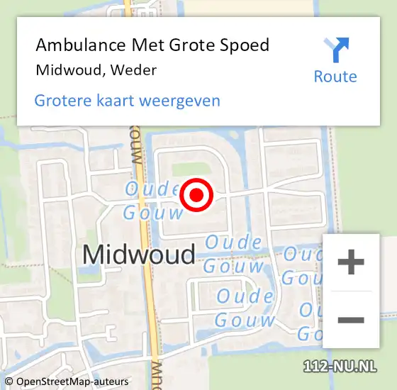 Locatie op kaart van de 112 melding: Ambulance Met Grote Spoed Naar Midwoud, Weder op 18 augustus 2021 17:27