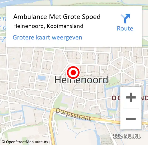 Locatie op kaart van de 112 melding: Ambulance Met Grote Spoed Naar Heinenoord, Kooimansland op 18 augustus 2021 17:35