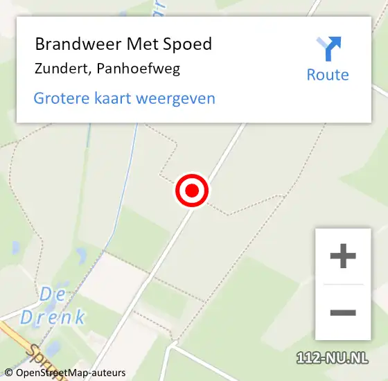 Locatie op kaart van de 112 melding: Brandweer Met Spoed Naar Zundert, Panhoefweg op 18 augustus 2021 17:35