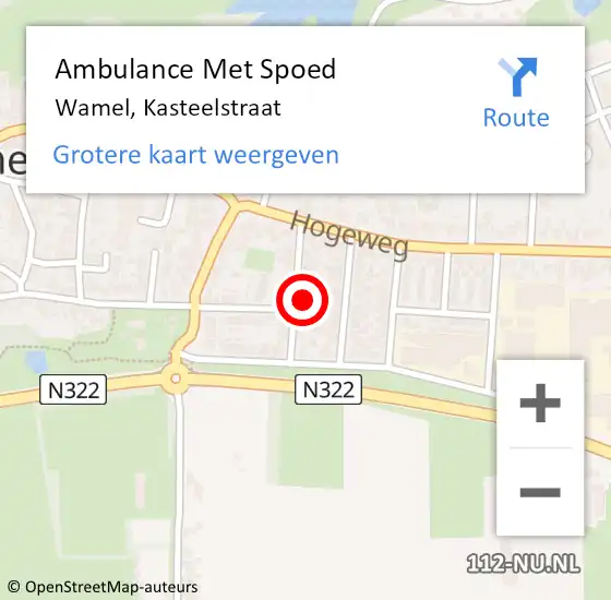 Locatie op kaart van de 112 melding: Ambulance Met Spoed Naar Wamel, Kasteelstraat op 18 augustus 2021 18:01