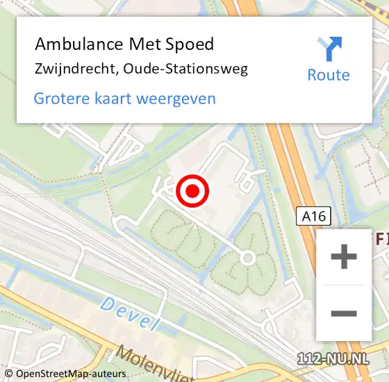 Locatie op kaart van de 112 melding: Ambulance Met Spoed Naar Zwijndrecht, Oude-Stationsweg op 18 augustus 2021 18:07