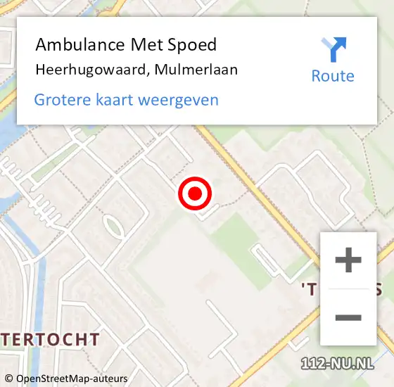 Locatie op kaart van de 112 melding: Ambulance Met Spoed Naar Heerhugowaard, Mulmerlaan op 18 augustus 2021 18:55