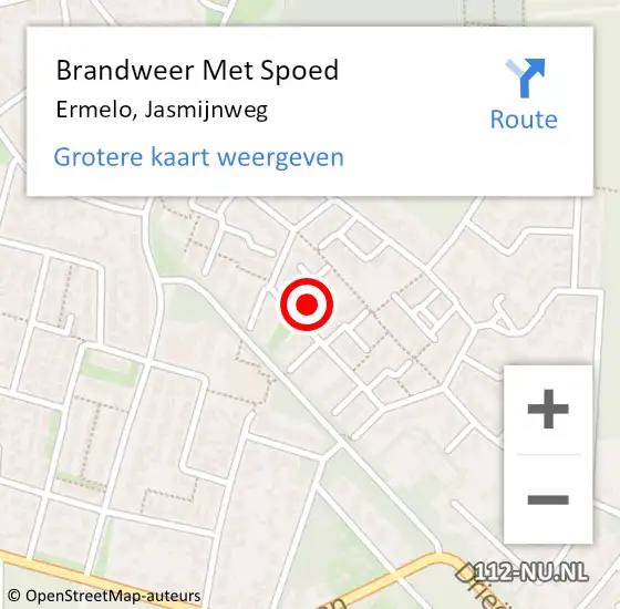 Locatie op kaart van de 112 melding: Brandweer Met Spoed Naar Ermelo, Jasmijnweg op 18 augustus 2021 19:01