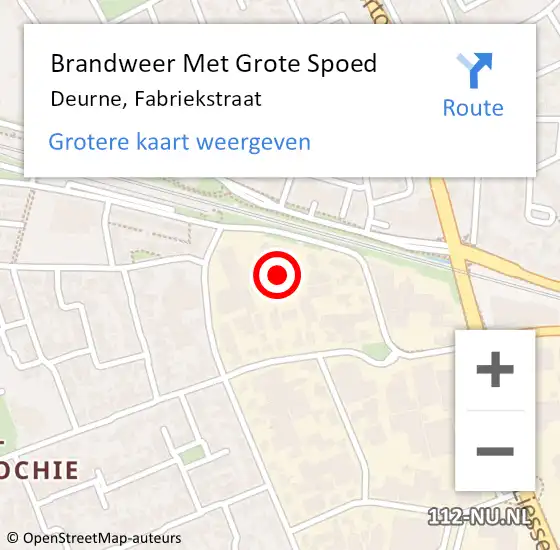 Locatie op kaart van de 112 melding: Brandweer Met Grote Spoed Naar Deurne, Fabriekstraat op 18 augustus 2021 19:26