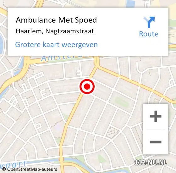 Locatie op kaart van de 112 melding: Ambulance Met Spoed Naar Haarlem, Nagtzaamstraat op 18 augustus 2021 19:30