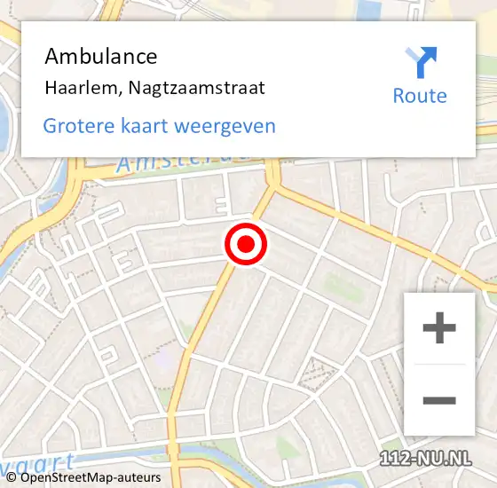 Locatie op kaart van de 112 melding: Ambulance Haarlem, Nagtzaamstraat op 18 augustus 2021 19:30