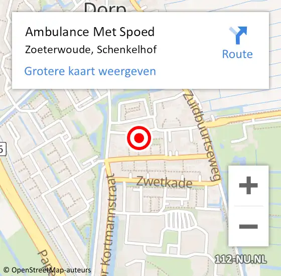 Locatie op kaart van de 112 melding: Ambulance Met Spoed Naar Zoeterwoude, Schenkelhof op 18 augustus 2021 19:55