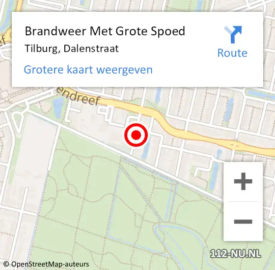 Locatie op kaart van de 112 melding: Brandweer Met Grote Spoed Naar Tilburg, Dalenstraat op 18 augustus 2021 20:05