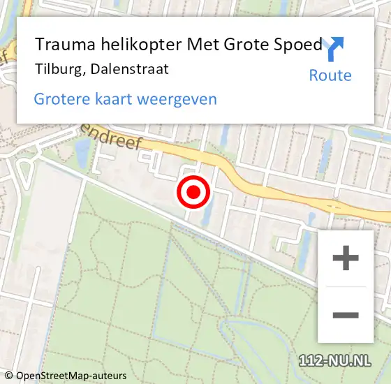 Locatie op kaart van de 112 melding: Trauma helikopter Met Grote Spoed Naar Tilburg, Dalenstraat op 18 augustus 2021 20:07