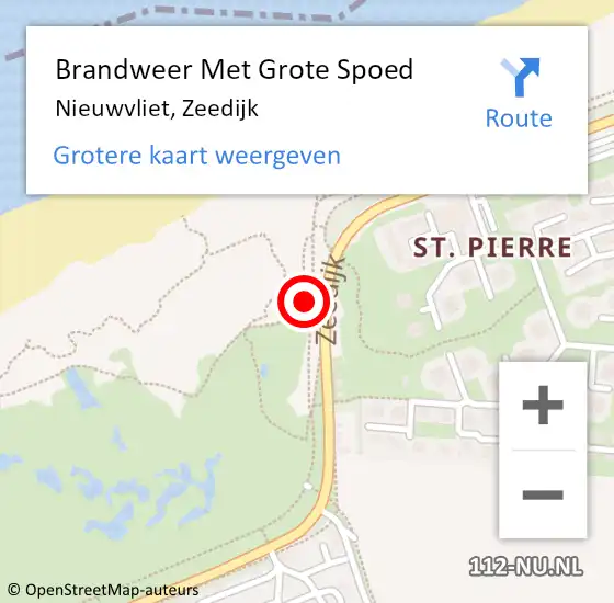 Locatie op kaart van de 112 melding: Brandweer Met Grote Spoed Naar Nieuwvliet, Zeedijk op 18 augustus 2021 20:22