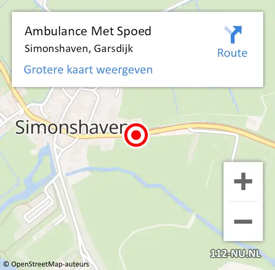 Locatie op kaart van de 112 melding: Ambulance Met Spoed Naar Simonshaven, Garsdijk op 18 augustus 2021 21:01