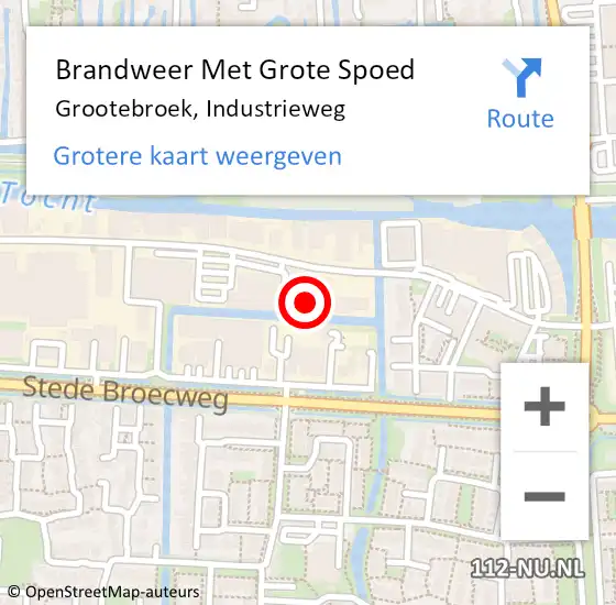 Locatie op kaart van de 112 melding: Brandweer Met Grote Spoed Naar Grootebroek, Industrieweg op 18 augustus 2021 21:22