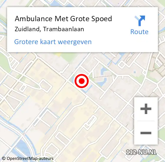 Locatie op kaart van de 112 melding: Ambulance Met Grote Spoed Naar Zuidland, Trambaanlaan op 18 augustus 2021 21:24