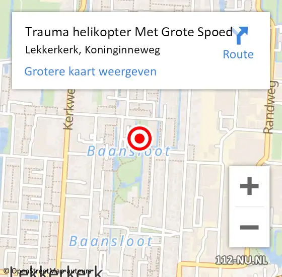 Locatie op kaart van de 112 melding: Trauma helikopter Met Grote Spoed Naar Lekkerkerk, Koninginneweg op 18 augustus 2021 21:50