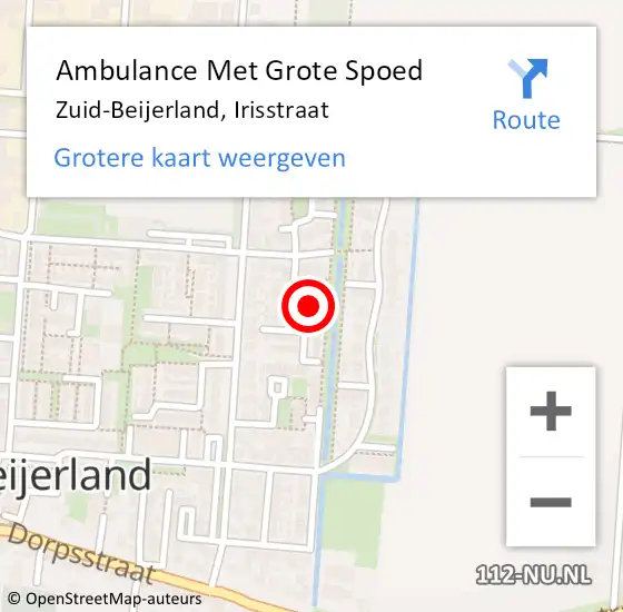 Locatie op kaart van de 112 melding: Ambulance Met Grote Spoed Naar Zuid-Beijerland, Irisstraat op 18 augustus 2021 22:02