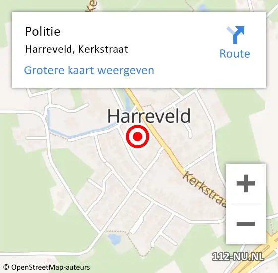 Locatie op kaart van de 112 melding: Politie Harreveld, Kerkstraat op 18 augustus 2021 22:03