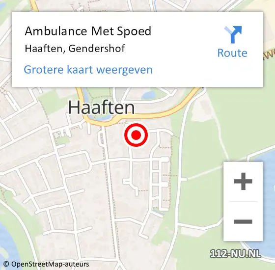 Locatie op kaart van de 112 melding: Ambulance Met Spoed Naar Haaften, Gendershof op 18 augustus 2021 22:14