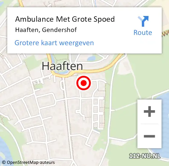 Locatie op kaart van de 112 melding: Ambulance Met Grote Spoed Naar Haaften, Gendershof op 18 augustus 2021 22:32