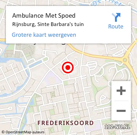 Locatie op kaart van de 112 melding: Ambulance Met Spoed Naar Rijnsburg, Sinte Barbara's tuin op 18 augustus 2021 22:55