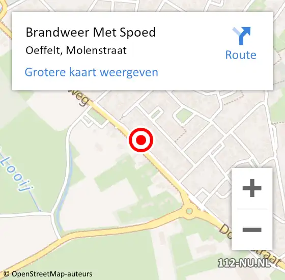 Locatie op kaart van de 112 melding: Brandweer Met Spoed Naar Oeffelt, Molenstraat op 18 augustus 2021 23:26