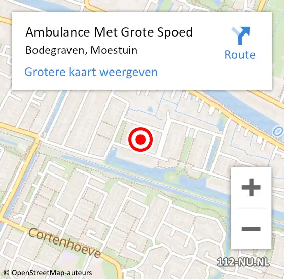 Locatie op kaart van de 112 melding: Ambulance Met Grote Spoed Naar Bodegraven, Moestuin op 19 augustus 2021 00:28